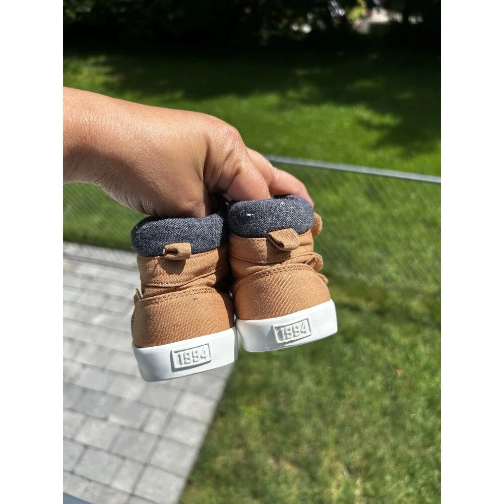 Kids Brown High Top Sneakers Size 11 Hook-and-Loop Straps 1994